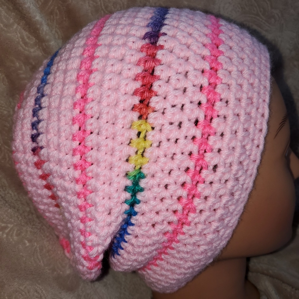 Crocheted adult slouchy beanie hat